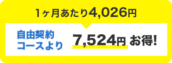 1日あたり約130円。自由契約コースより7,524円お得！