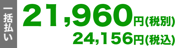 一括払い 21,960円(税別) 24,156円(税込)